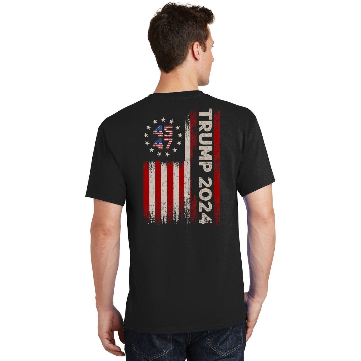 45 47 Trump 2024 American Flag Front And Back T-Shirt product image 8