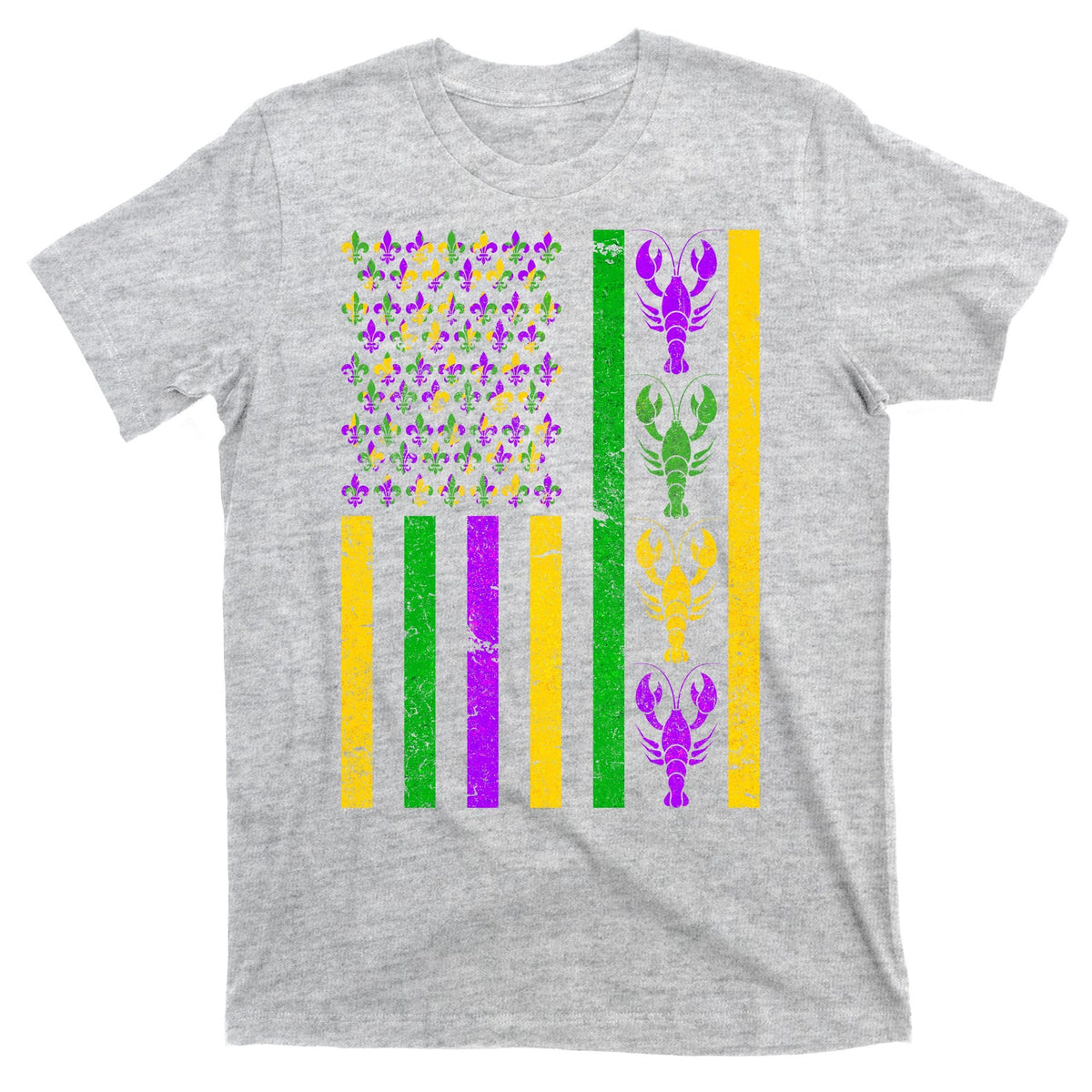 Crawfish Fleur-De-Lis Flag Mardi Gras T-Shirt product image 9