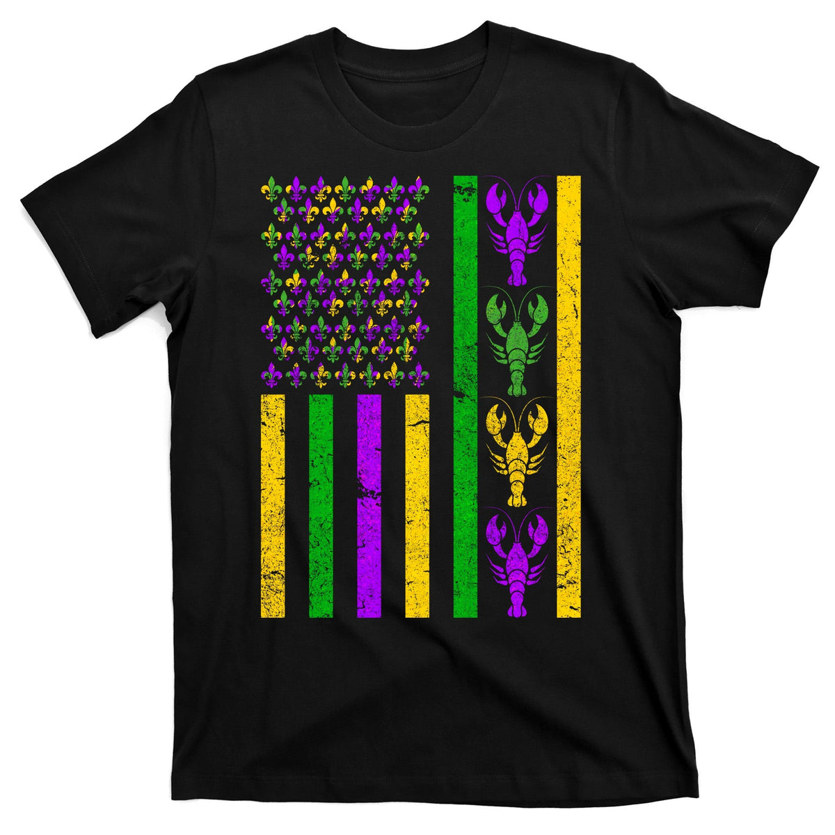 Crawfish Fleur-De-Lis Flag Mardi Gras T-Shirt product image 7