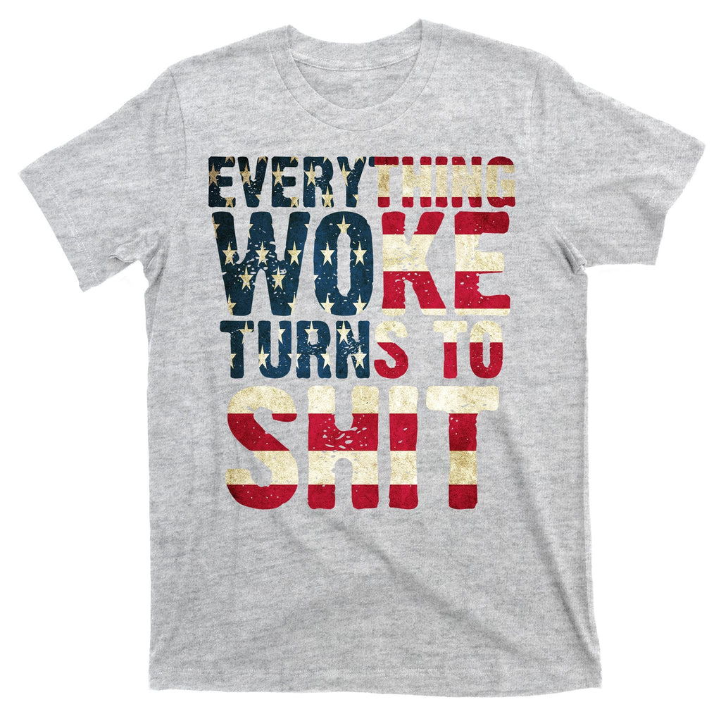 Everything Woke Turns To Shit USA Flag T-Shirt product image 9
