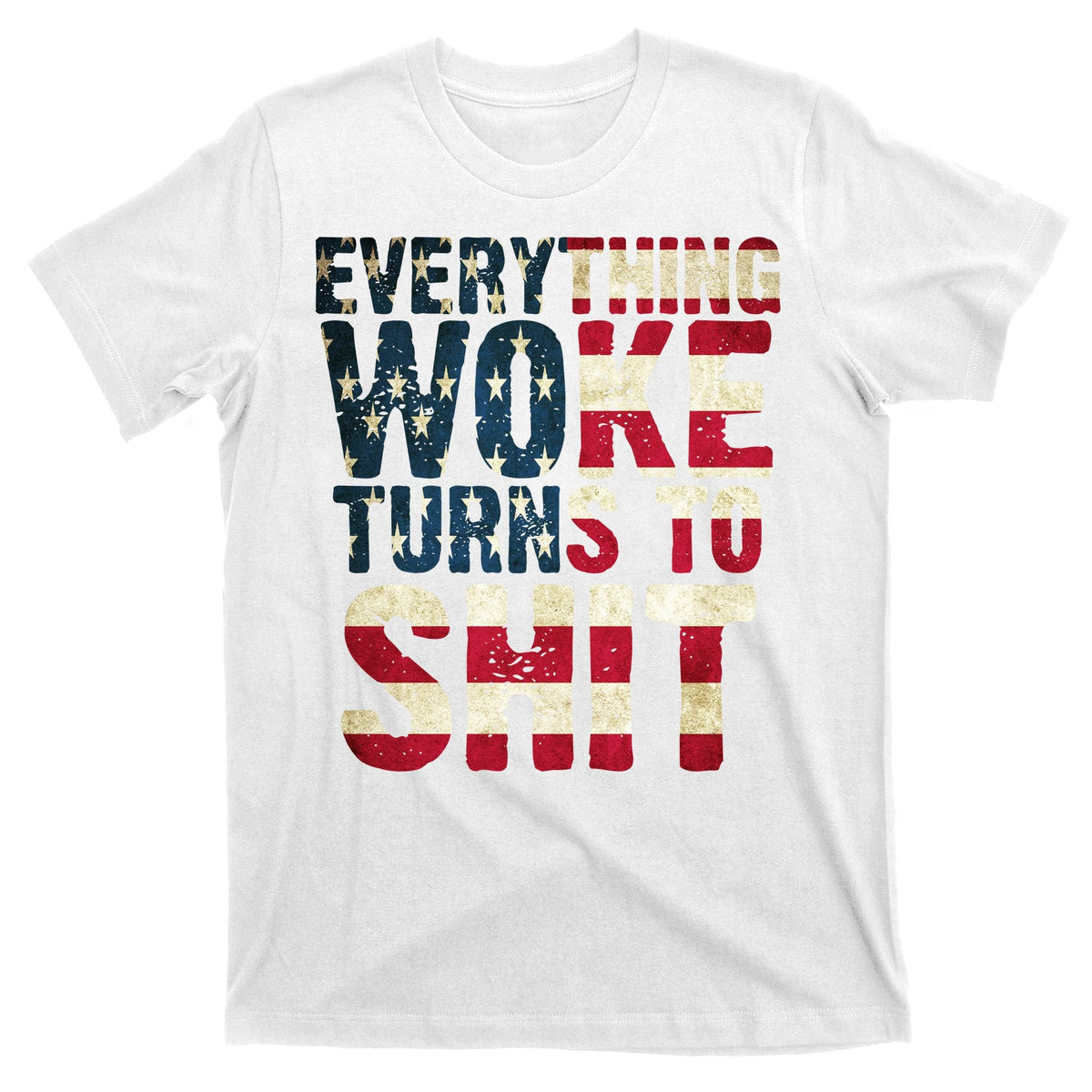 Everything Woke Turns To Shit USA Flag T-Shirt product image 11