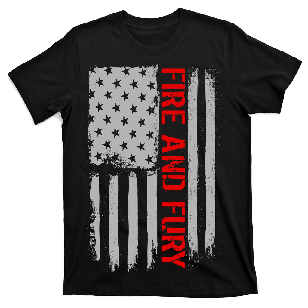 Fire and Fury Trump Military Power USA Flag T-Shirt product image 7