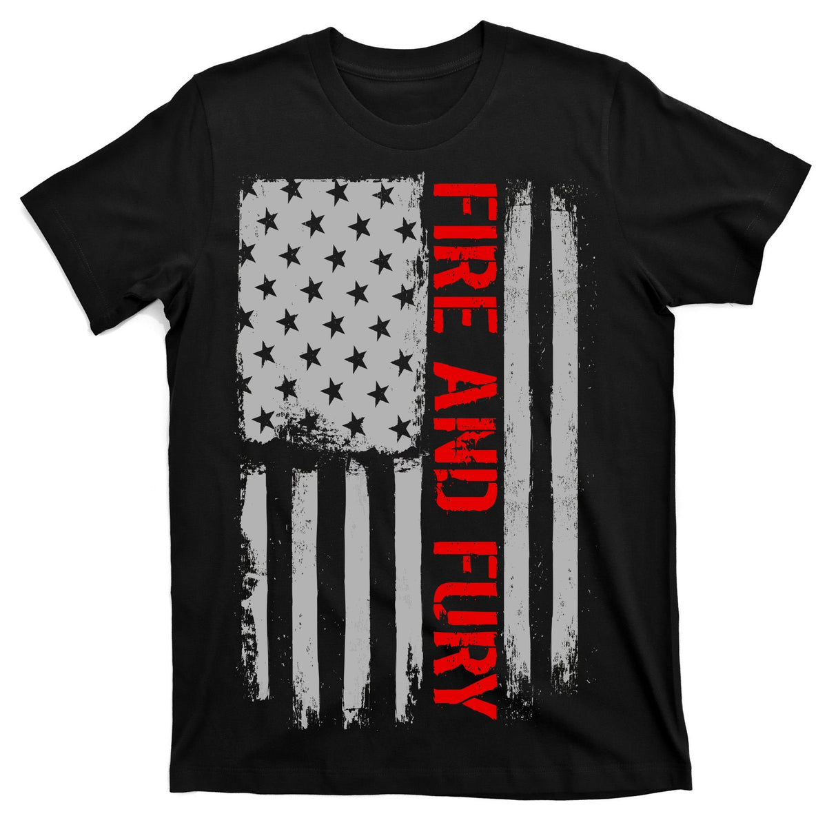 Fire and Fury Trump Military Power USA Flag T-Shirt product image 7
