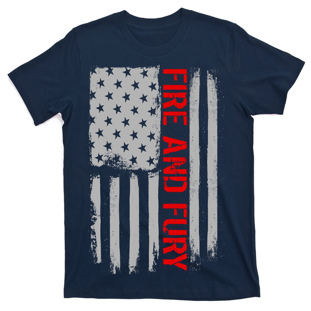 Fire and Fury Trump Military Power USA Flag T-Shirt product image 1
