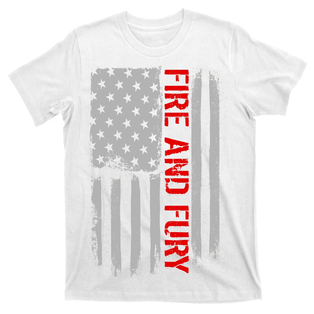 Fire and Fury Trump Military Power USA Flag T-Shirt product image 11