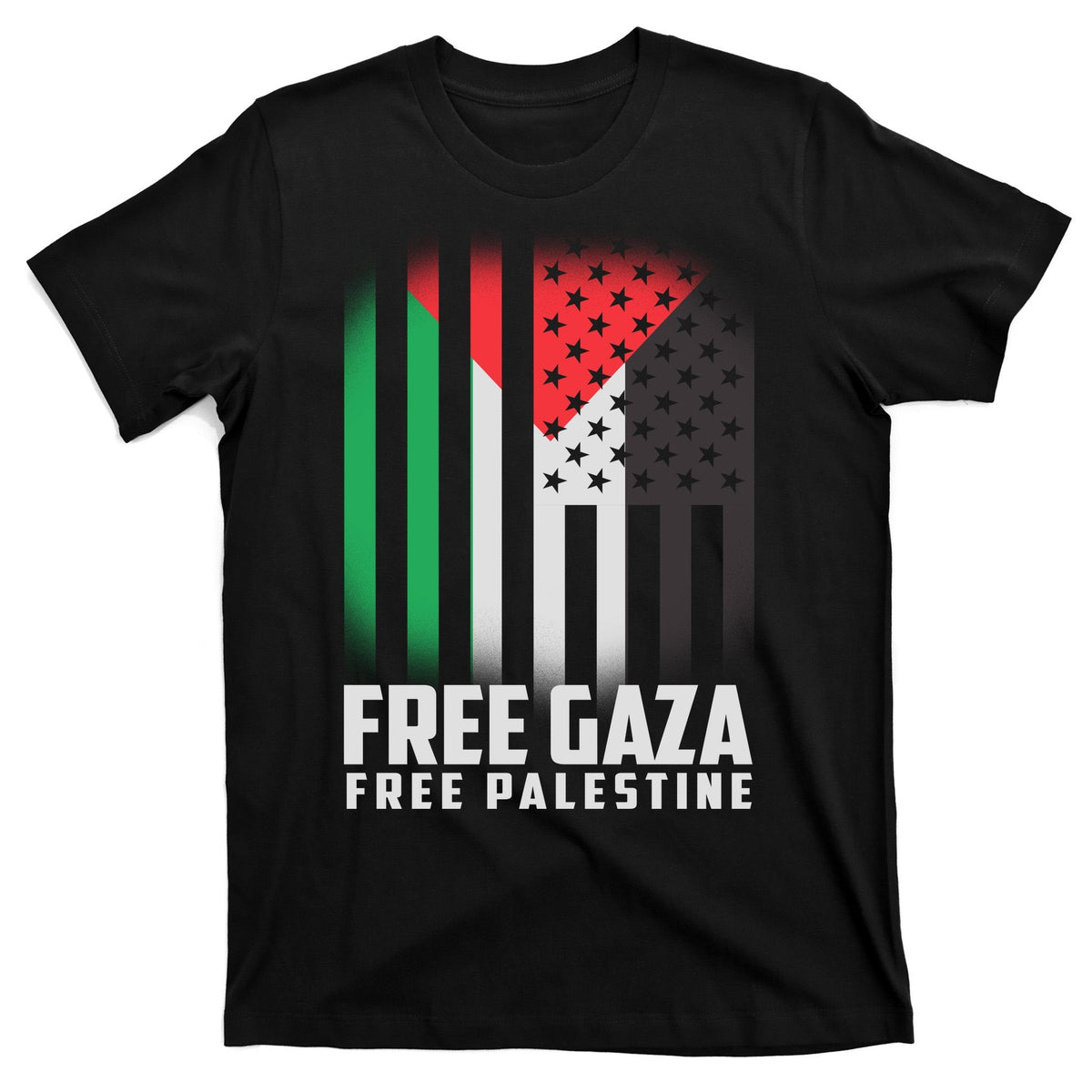 Free Gaza Palestine US Flag colors T-Shirt product image 7