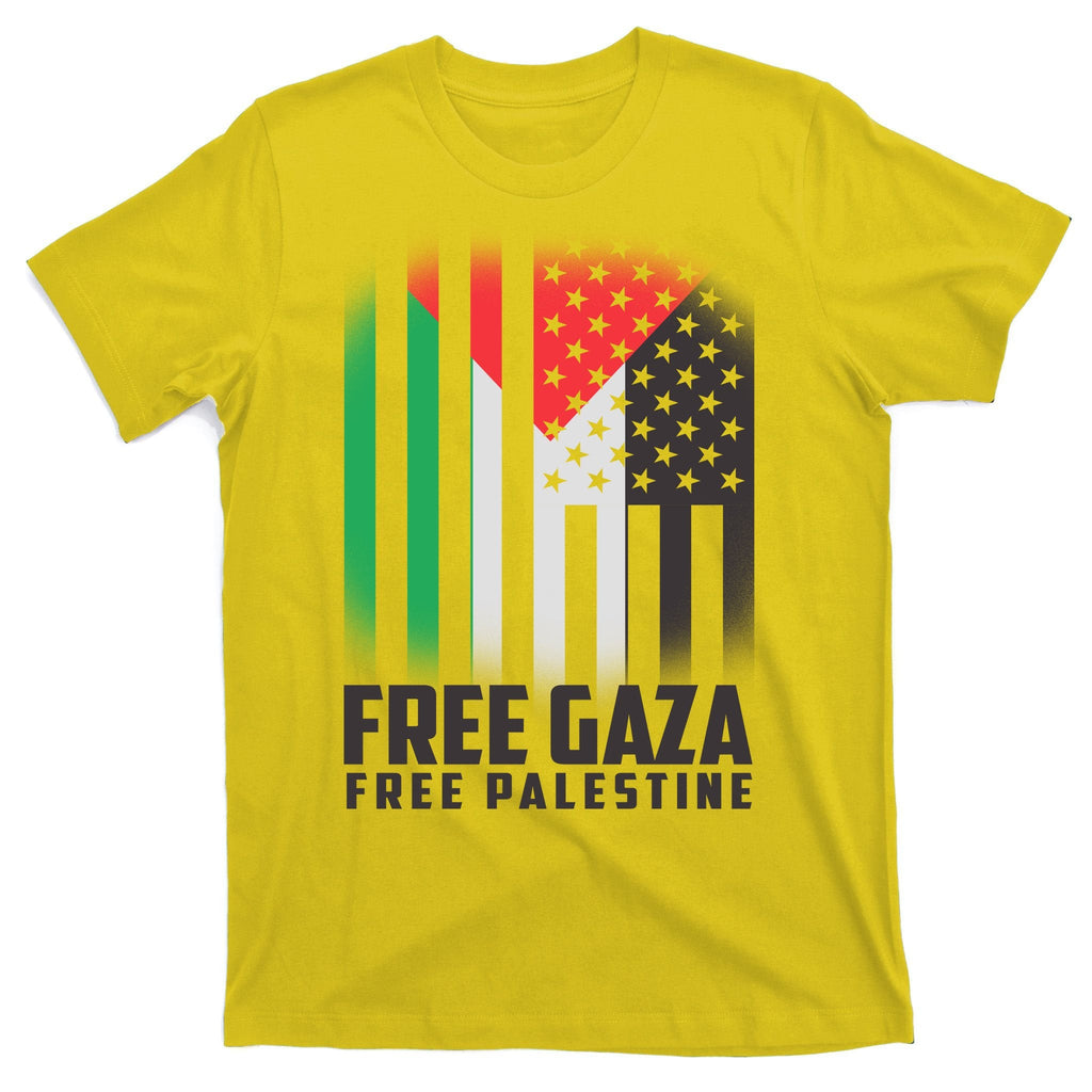 Free Gaza Palestine US Flag colors T-Shirt product image 3