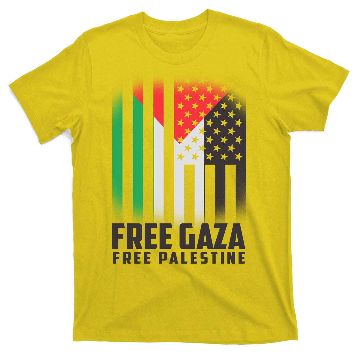 Free Gaza Palestine US Flag colors T-Shirt product image 3