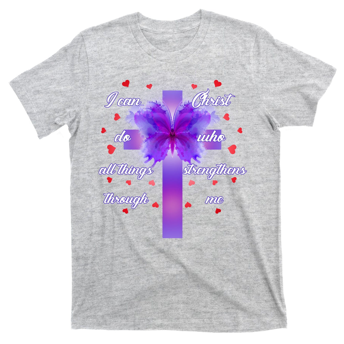 I Can Do All Things Through Christ Butterfly Cross T-Shirt product image 9