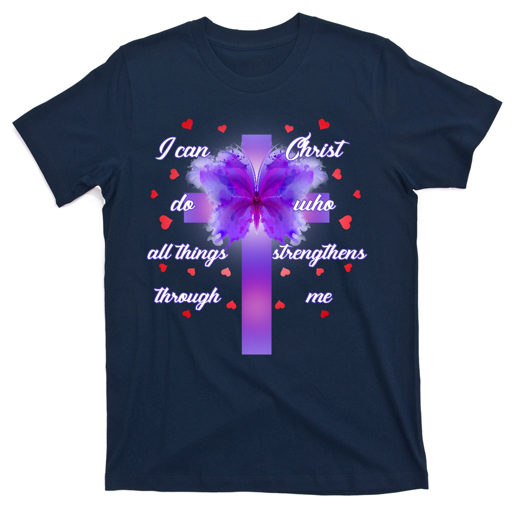 I Can Do All Things Through Christ Butterfly Cross T-Shirt product image 1