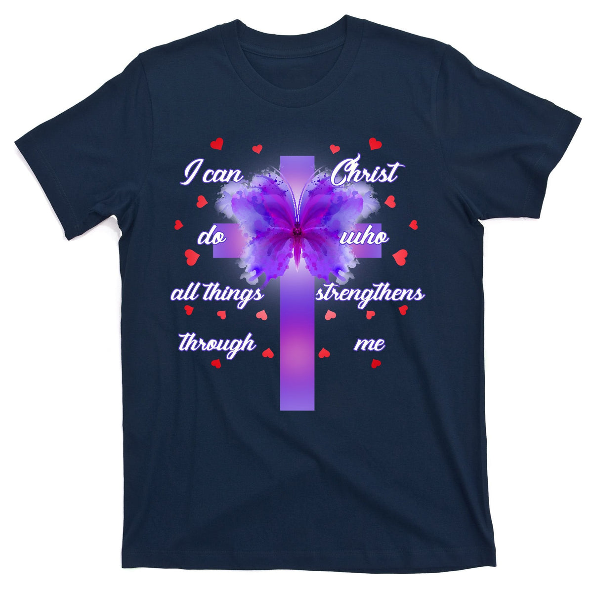 I Can Do All Things Through Christ Butterfly Cross T-Shirt product image 1