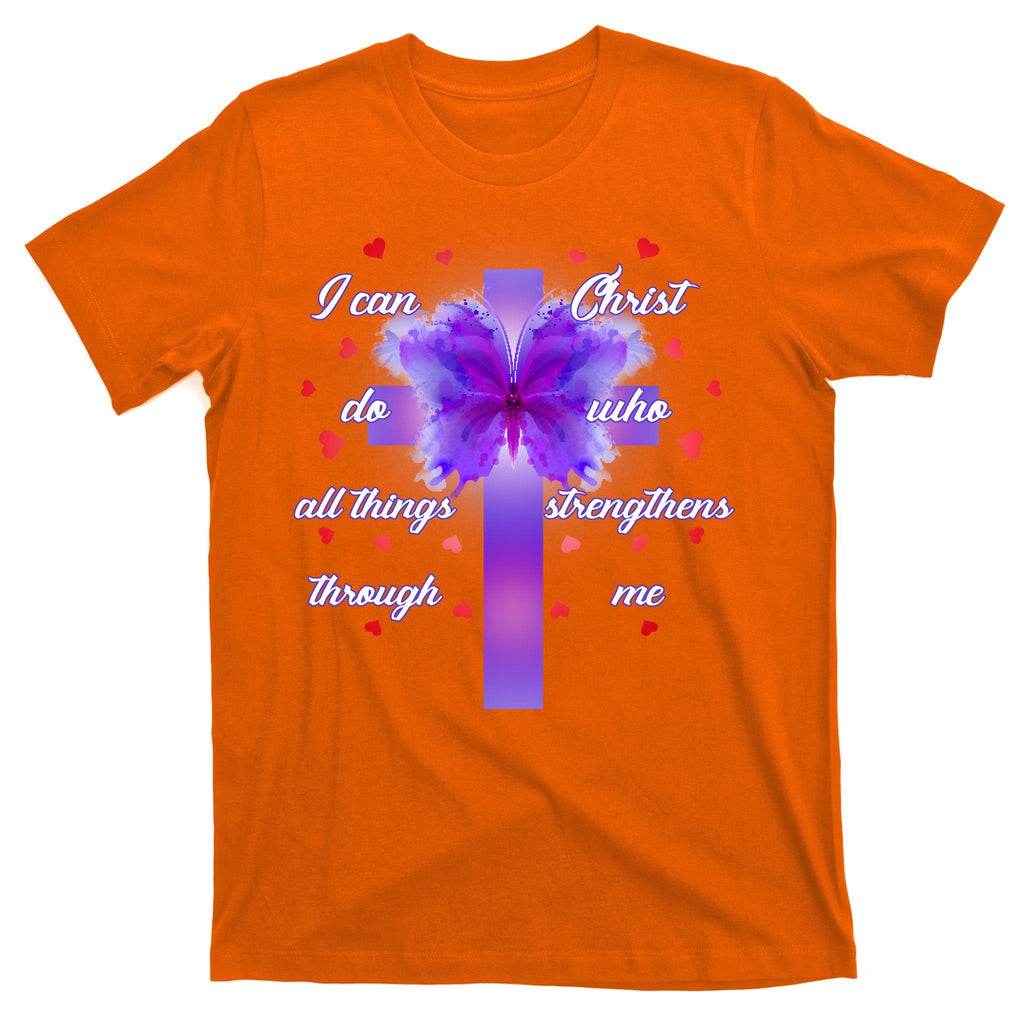 I Can Do All Things Through Christ Butterfly Cross T-Shirt product image 5