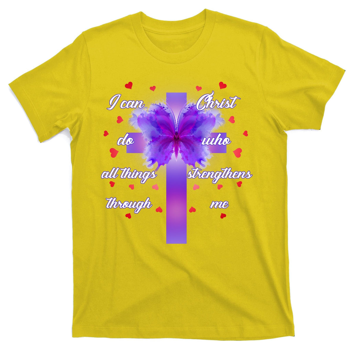 I Can Do All Things Through Christ Butterfly Cross T-Shirt product image 3