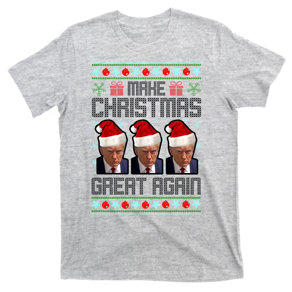 Trump Mugshot Make Christmas Great Again Funny Ugly T-Shirt product image 9