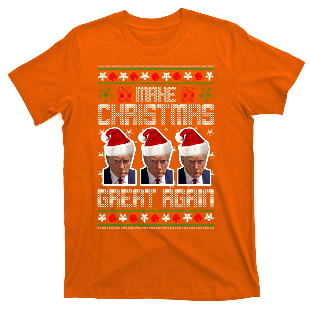 Trump Mugshot Make Christmas Great Again Funny Ugly T-Shirt product image 5