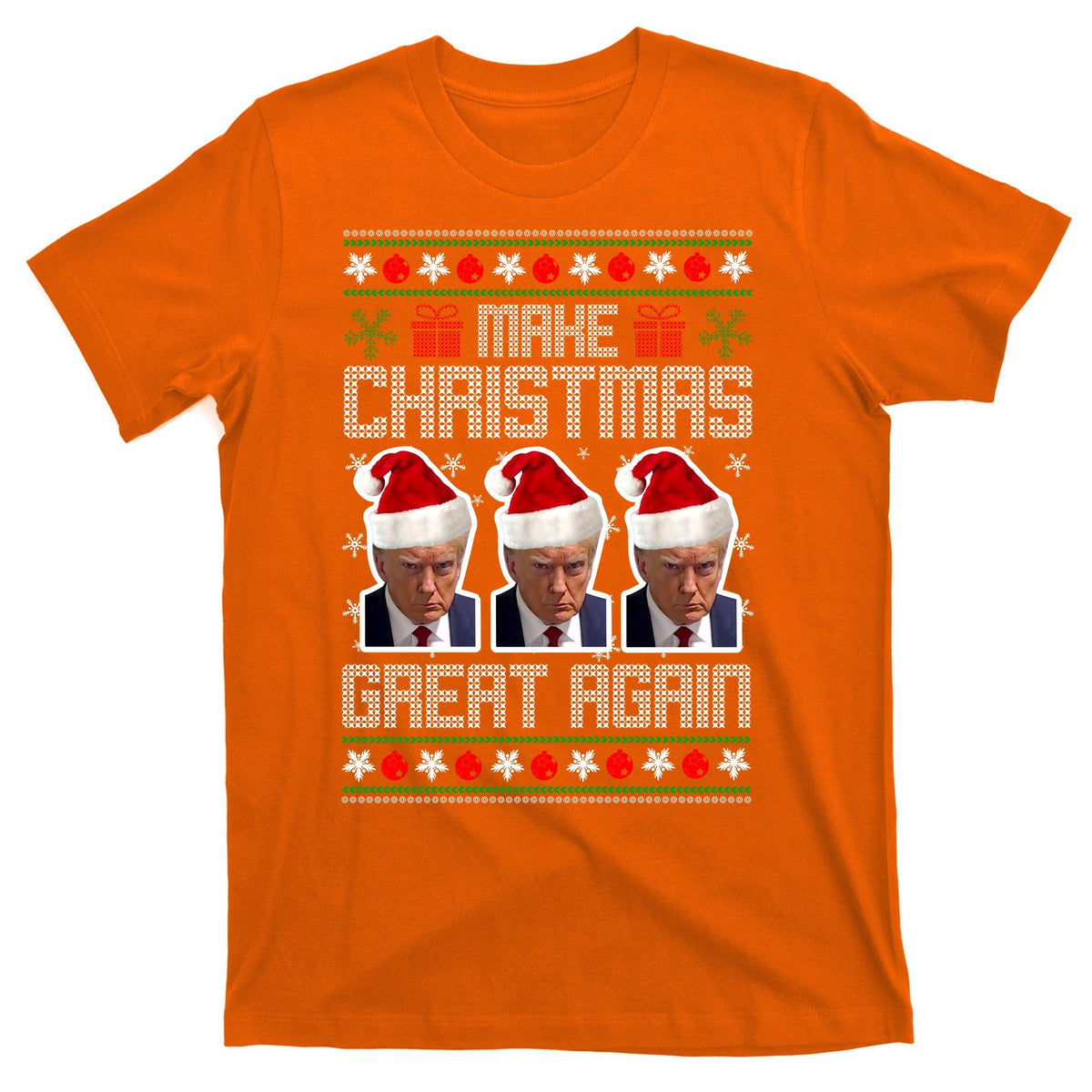 Trump Mugshot Make Christmas Great Again Funny Ugly T-Shirt product image 5
