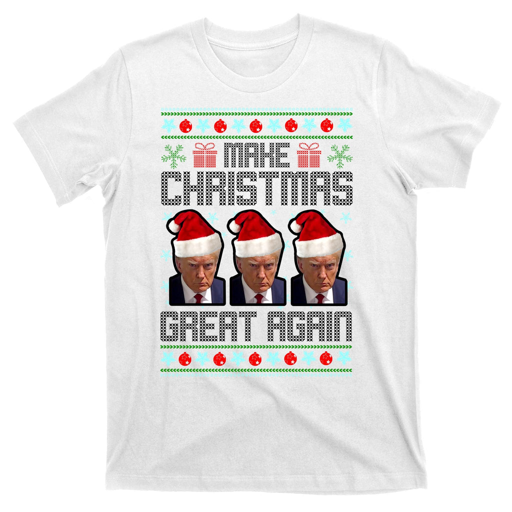 Trump Mugshot Make Christmas Great Again Funny Ugly T-Shirt product image 11
