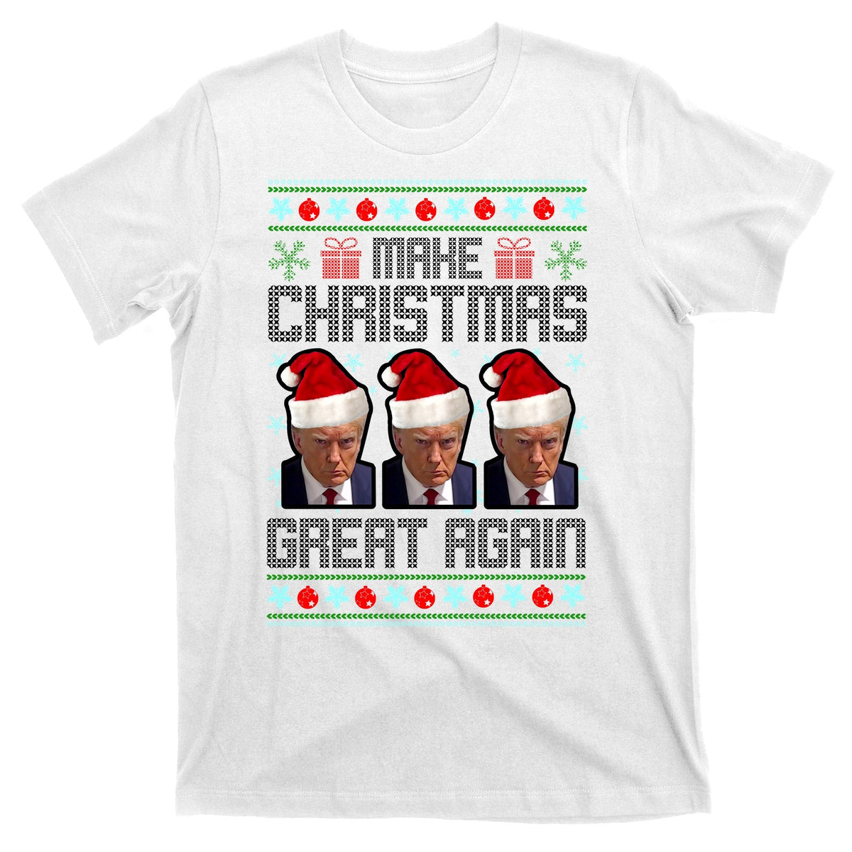 Trump Mugshot Make Christmas Great Again Funny Ugly T-Shirt product image 11
