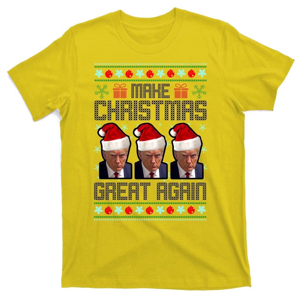 Trump Mugshot Make Christmas Great Again Funny Ugly T-Shirt product image 3