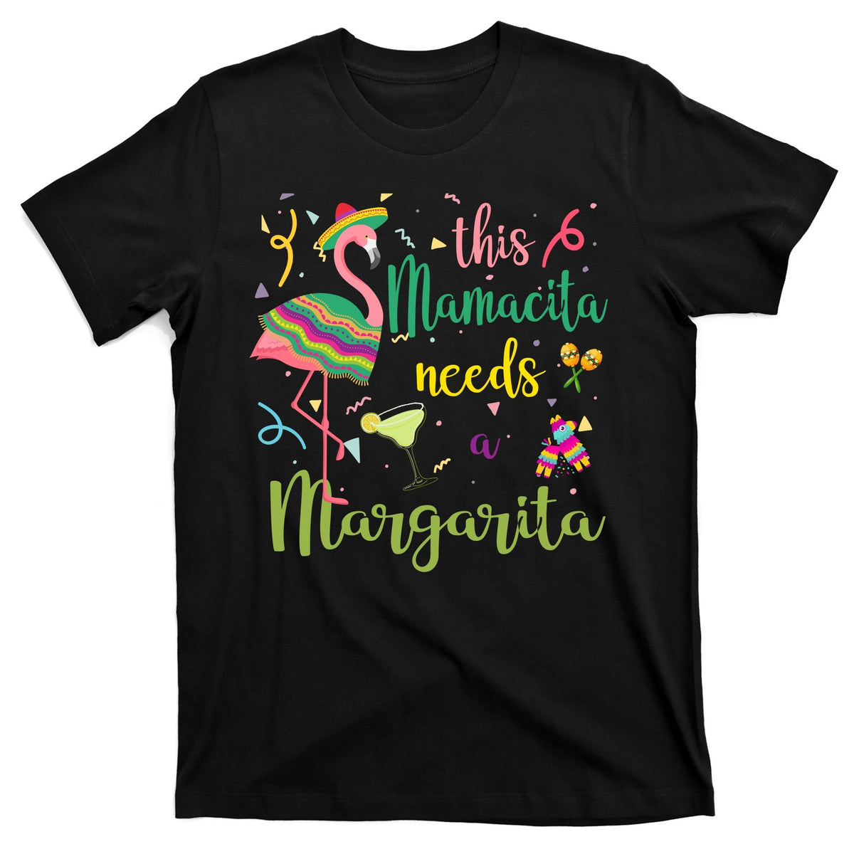 This Mamacita Needs A Margarita Fiesta Flamingo T-Shirt product image 7