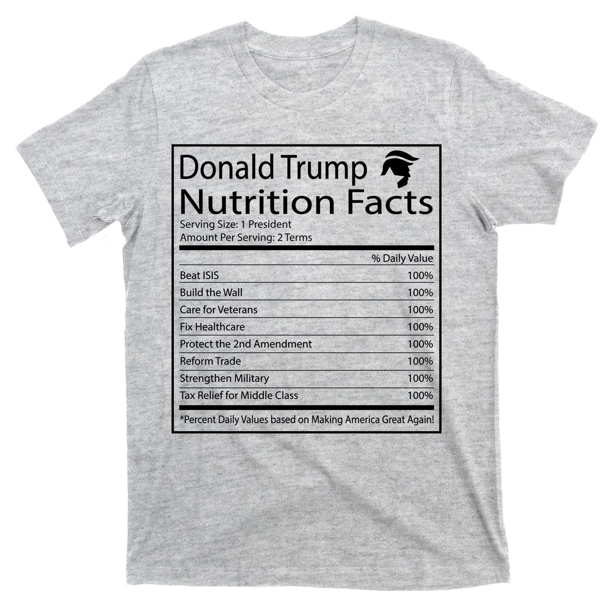 Trump Nutrition Facts Make America Great T-Shirt product image 9