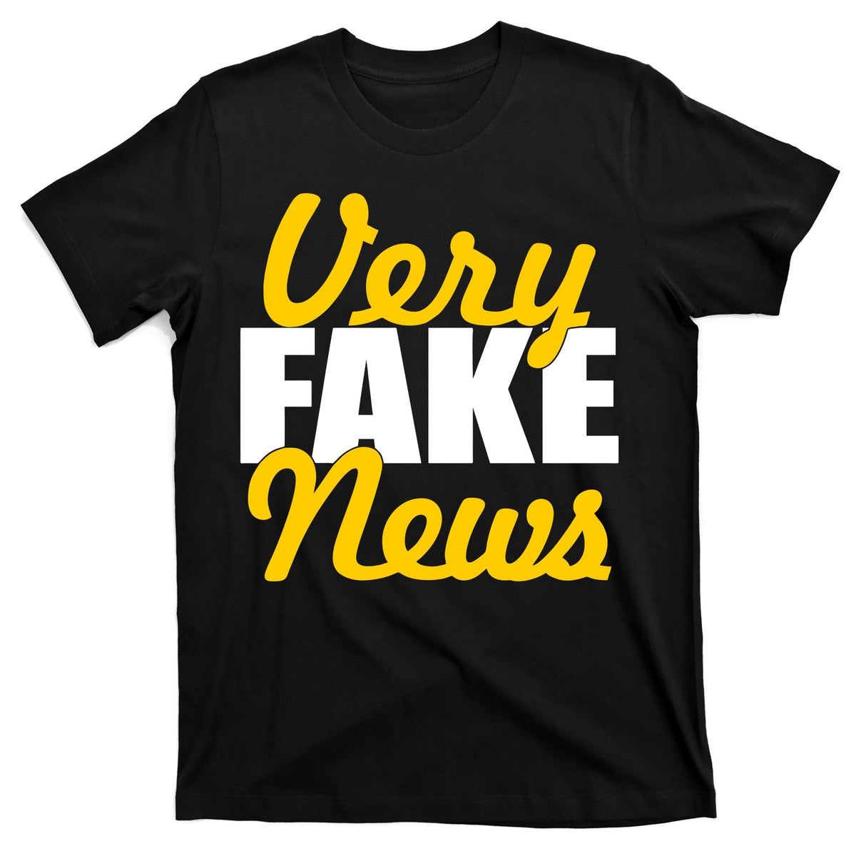 Very Fake News Black & Gold Script T-Shirt product image 7