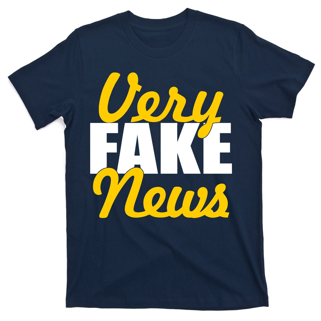 Very Fake News Black & Gold Script T-Shirt product image 1