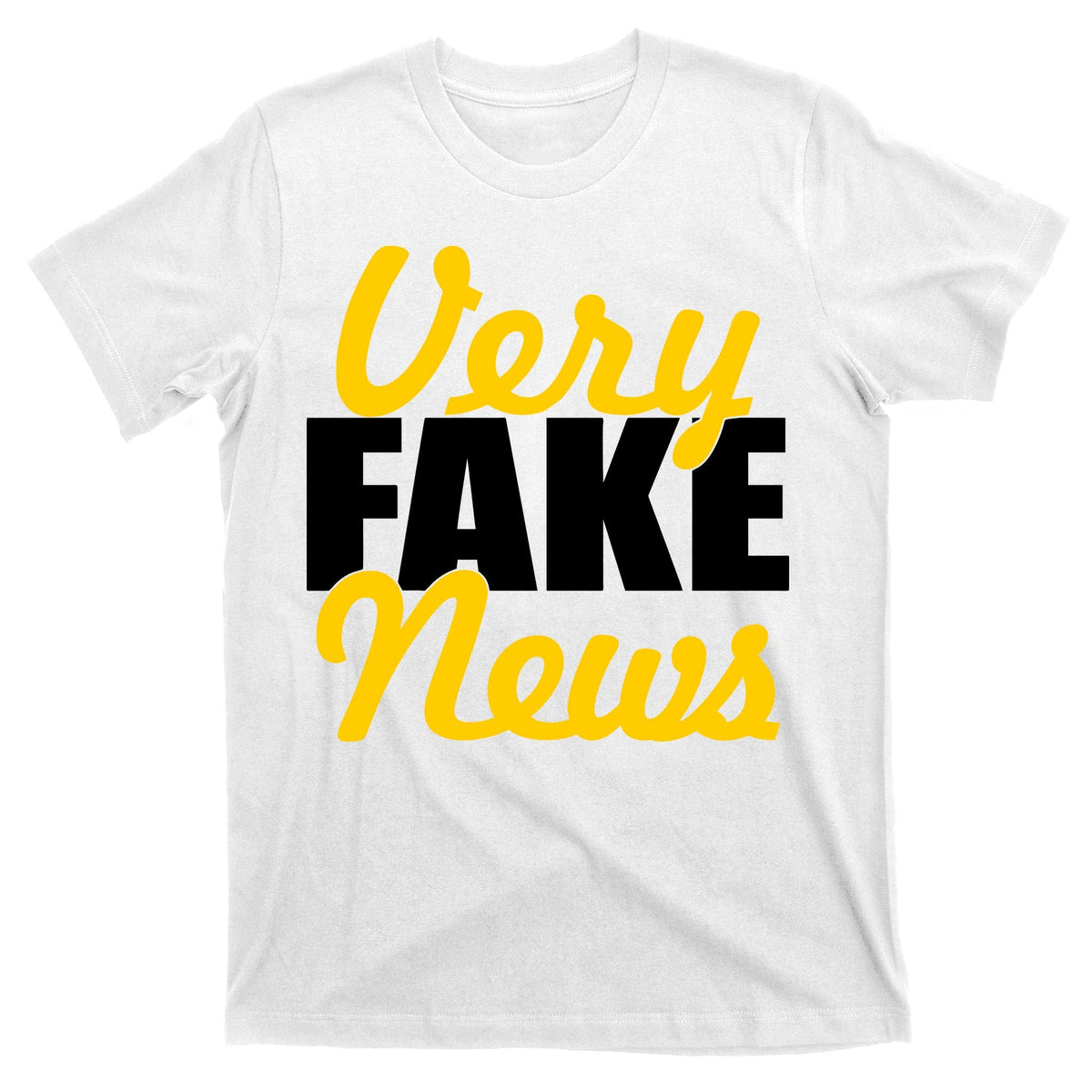 Very Fake News Black & Gold Script T-Shirt product image 11