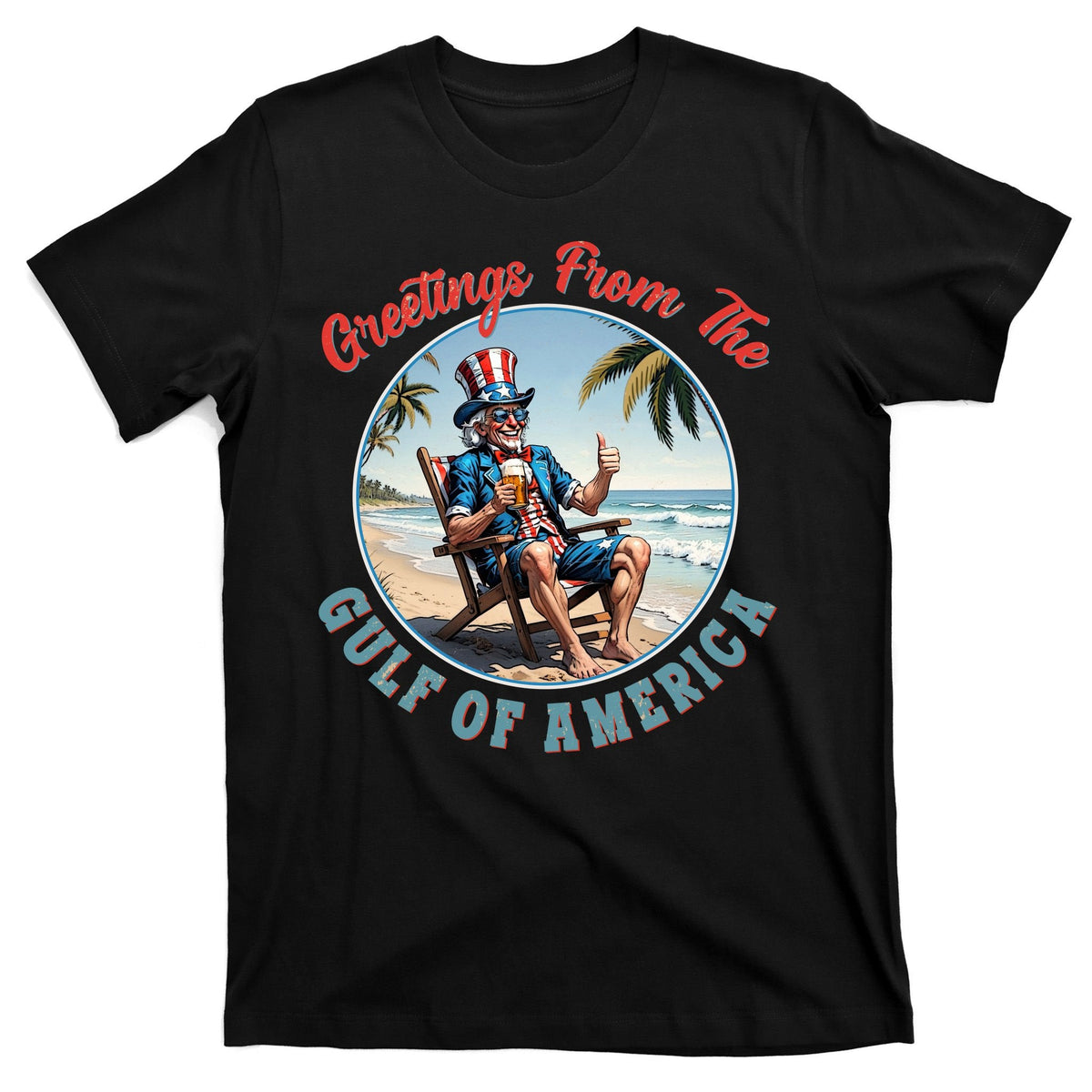 Vintage Greetings From The Gulf Of America Uncle Sam T-Shirt product image 7