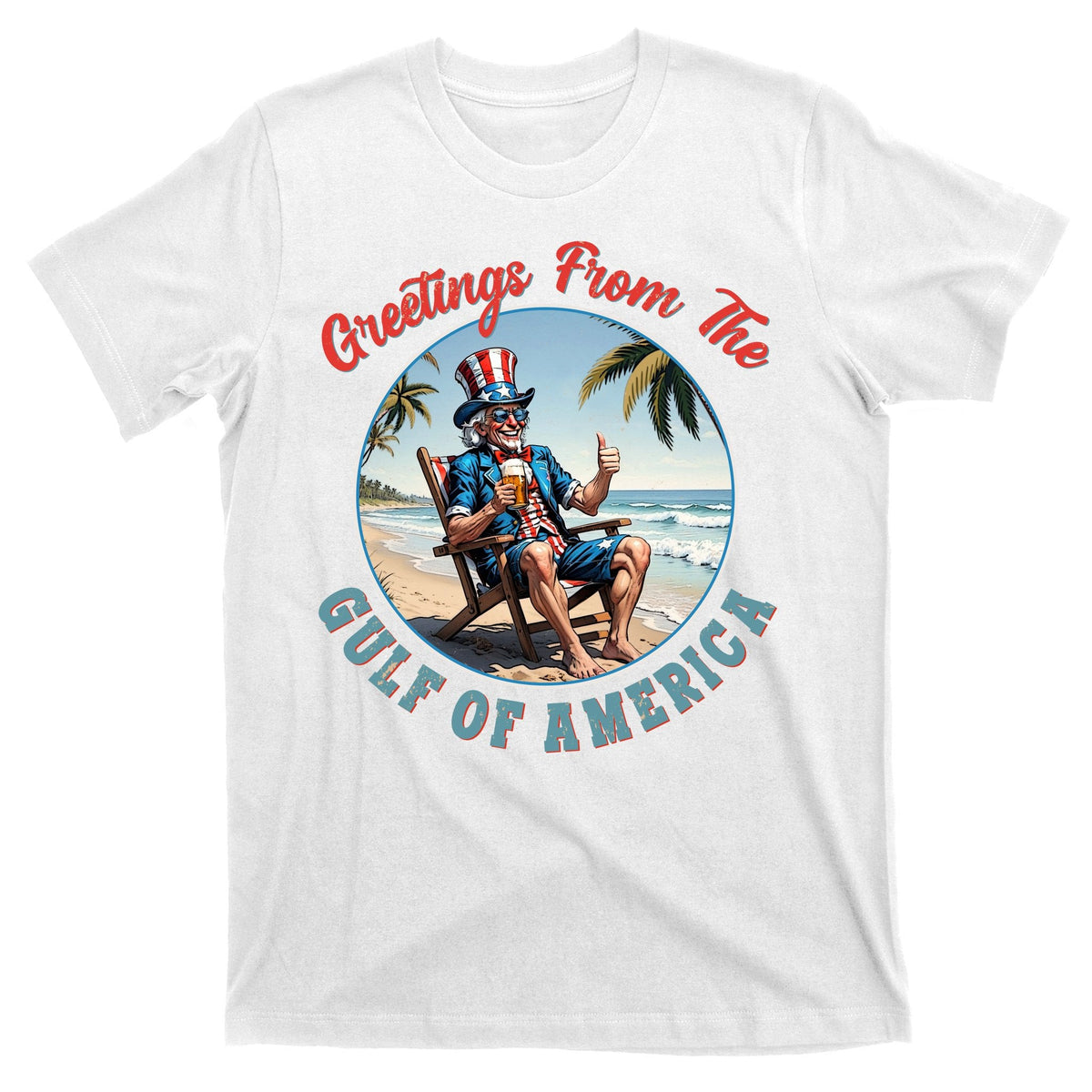 Vintage Greetings From The Gulf Of America Uncle Sam T-Shirt product image 11